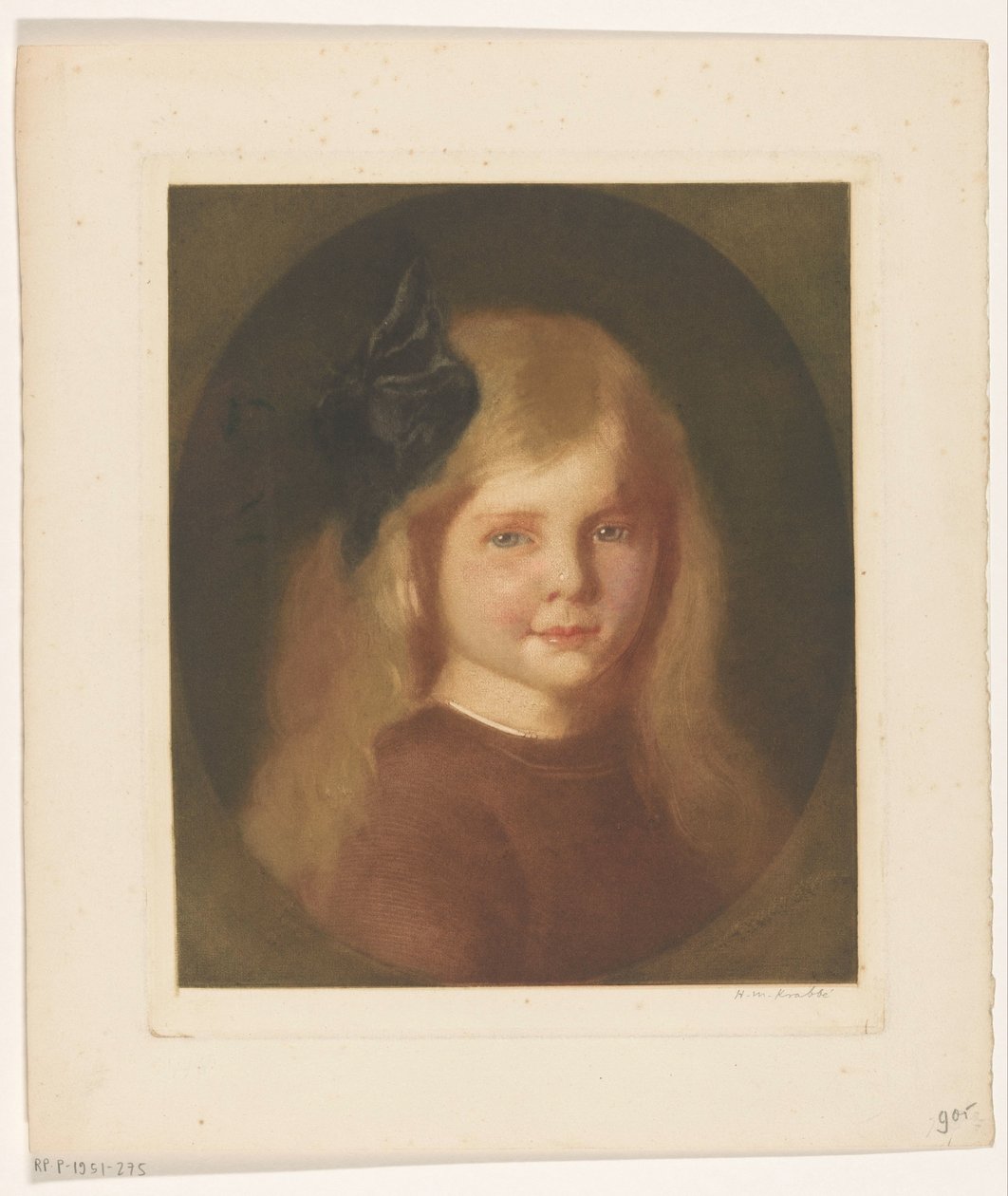 Porträtt av en okänd flicka av Heinrich M. Krabbé (signed by artist)