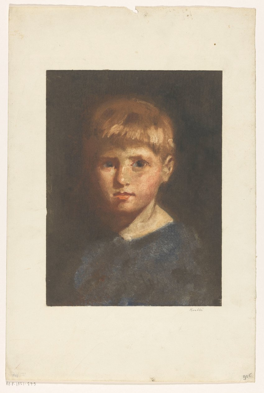 Porträtt av en okänd pojke av Heinrich M. Krabbé (signed by artist)