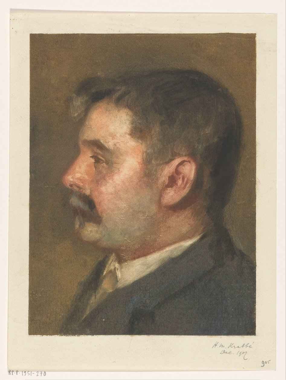 Porträtt av en okänd man av Heinrich M. Krabbé (signed by artist)