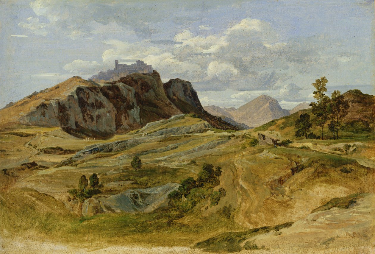 Landskap i Civitella, 1822 (olja på papper på kartong) av Heinrich Reinhold
