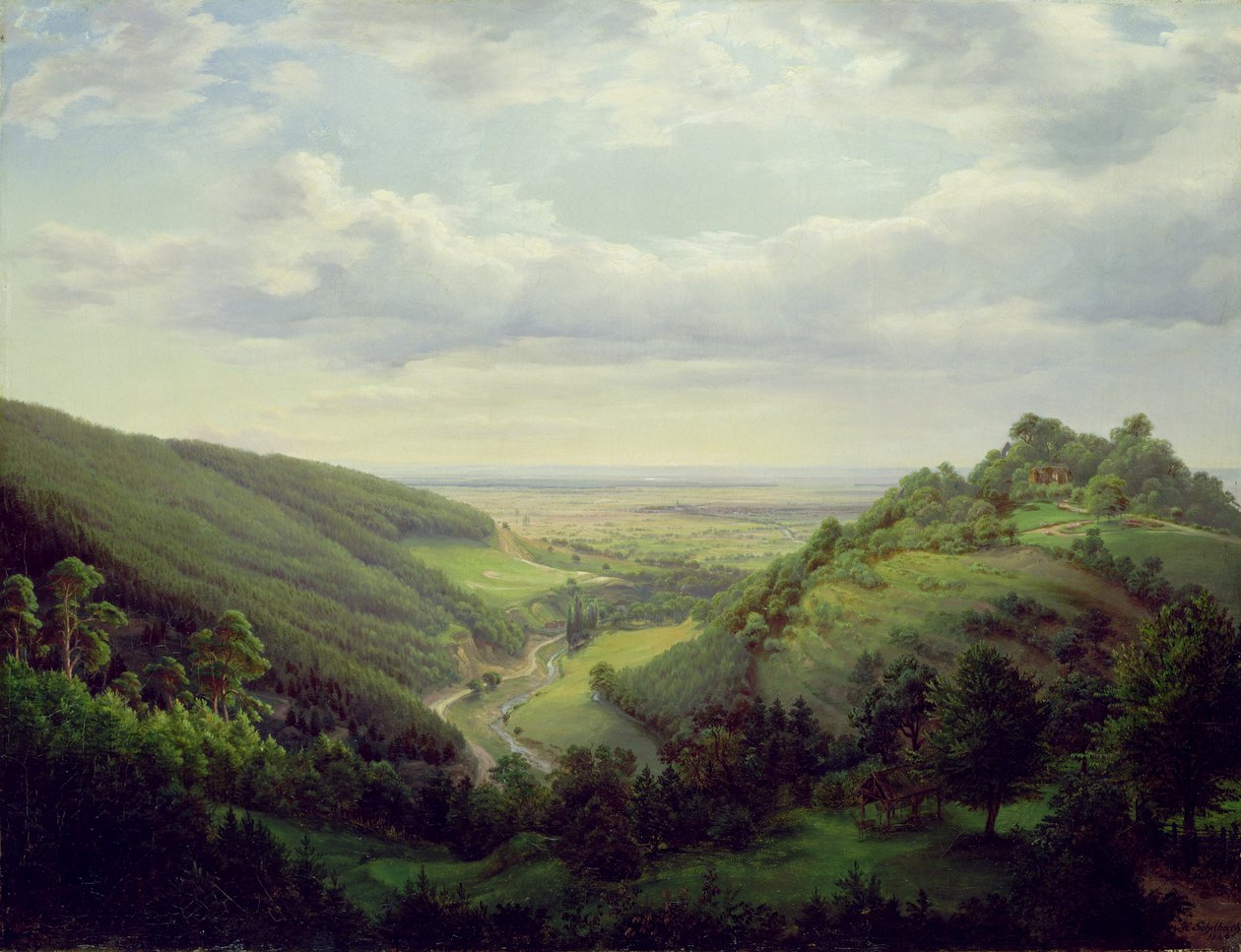 Utsikt från Heilenbergs slott i Jugenheim vid Rhen, 1846 av Heinrich Schilbach
