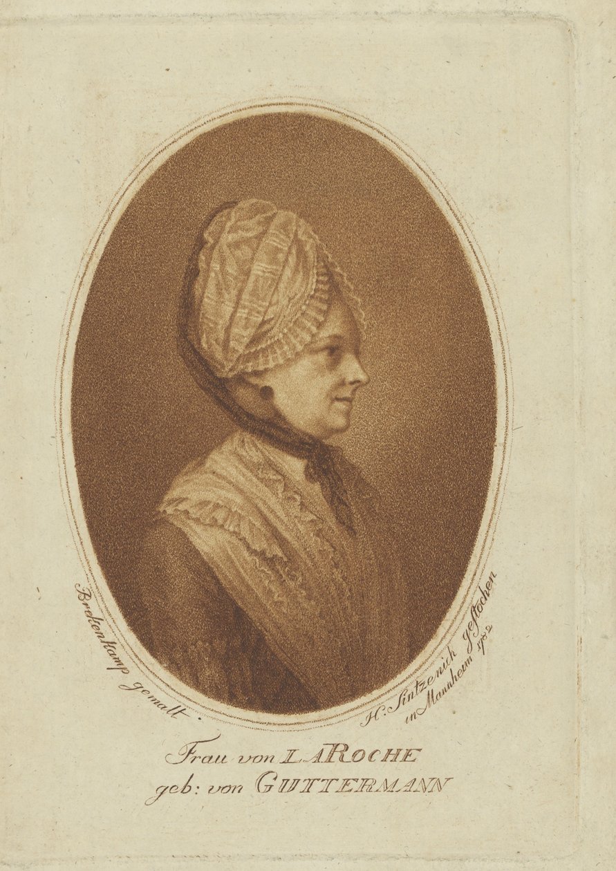 Sophie von La Roche, född Gutermann von Gutershofen 1730-1807, 1782. av Heinrich Sintzenich
