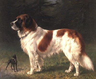 En St Bernard och en dvärgpinscher av Heinrich Sperling