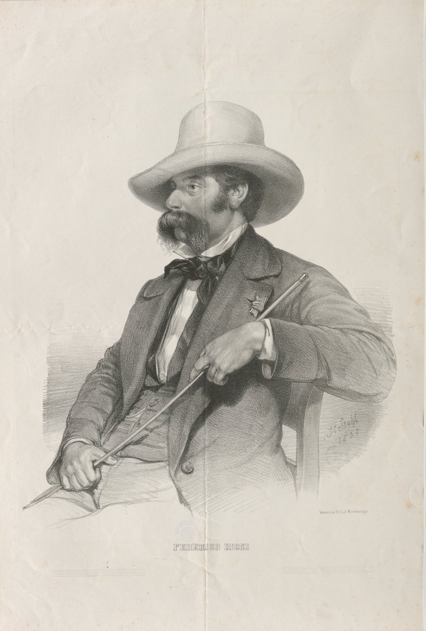 Porträtt av kompositören Federico Ricci 1809-1877, 1853. av Heinrich Stohl