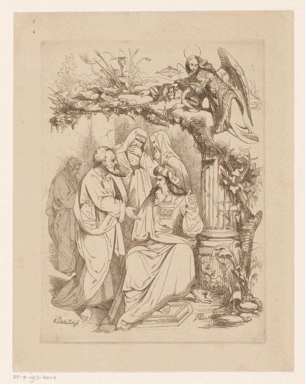 Judas Iskariot med översteprästerna Girighet (Avaritia) Deadly Sins and the Fall (serietitel) av Heinrich Vianden