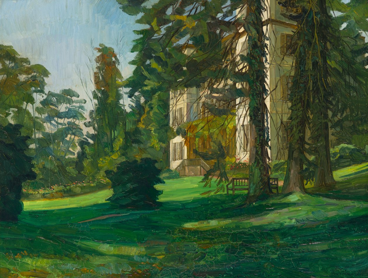 Schloss Hemsbach (olja på duk) av Heinrich Wilhelm Trübner