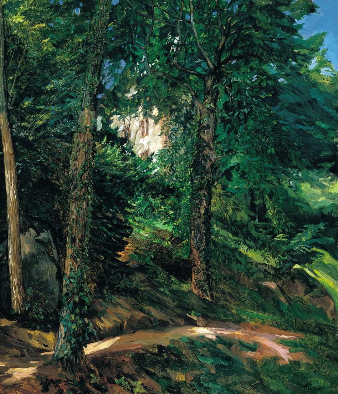 Slottsområdet vid Lichtenberg i Odenwald, 1900 av Heinrich Wilhelm Trübner