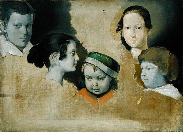 De fem äldsta barnen till målaren Julius Schnorr von Carolsfield (1794-1872), ca 1839-40 av Heinrich Wilhelm Truebner
