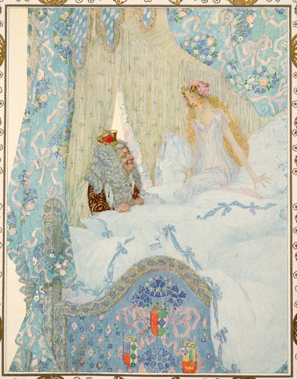 Prinsessan på ärten från Tales av Hans Christian Andersen, pub. 1911 av Heinrich and Urban Lefler