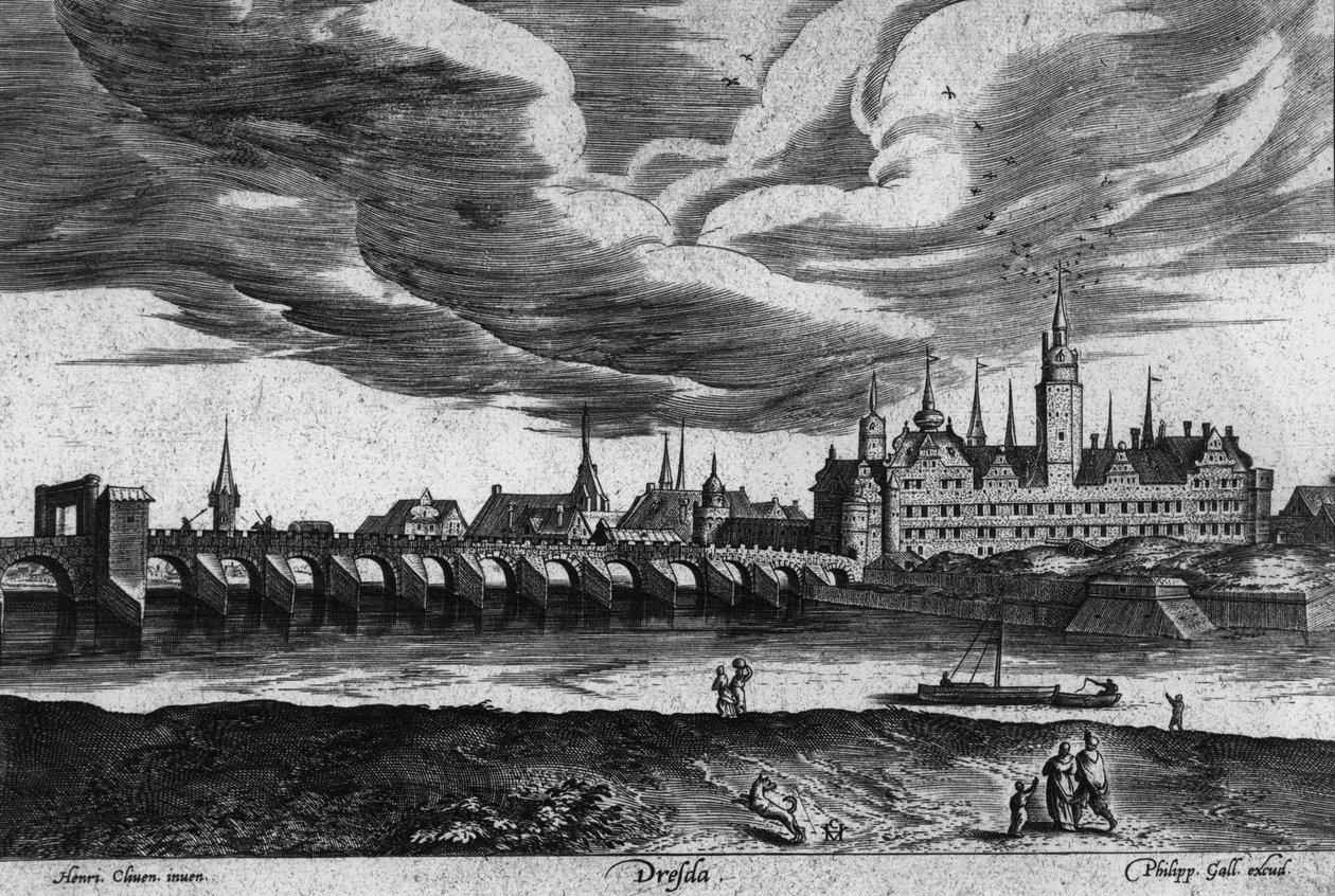 Utdrag från en utsikt över Dresden, 1550 av Heinrich van Cleef