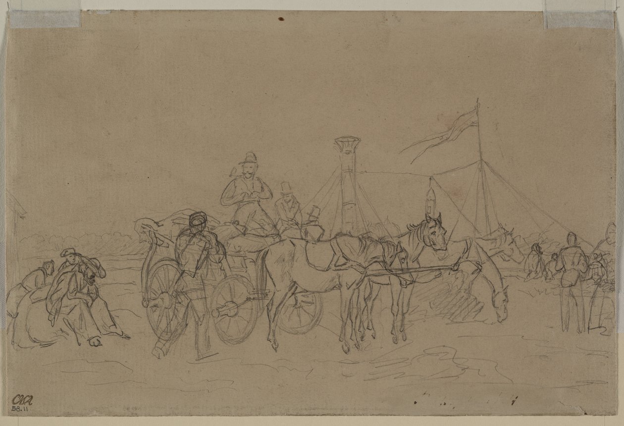 Passagerare för Rhen Steamer verso, andra eller tredje kvartalet 1800-talet. av Heinrich von Mayr