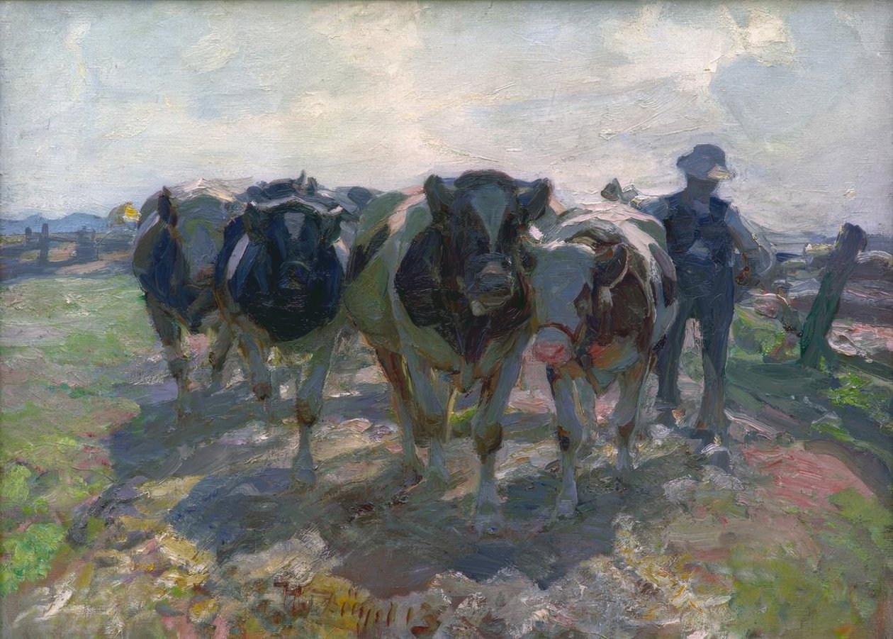 Bonde med kor av Heinrich von Zügel