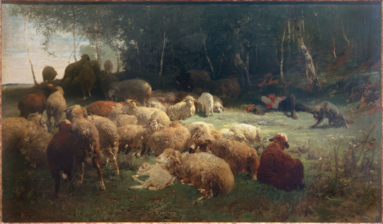 Fårpojke med får av Heinrich von Zügel