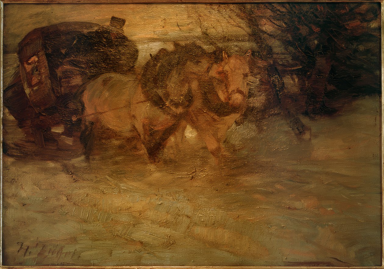Diligens i snön av Heinrich von Zügel
