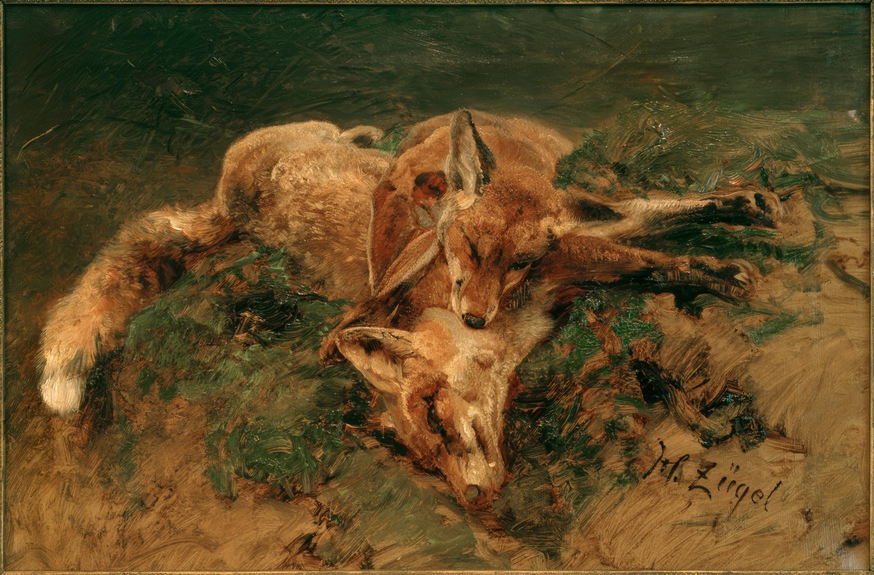 Två rävar av Heinrich von Zügel