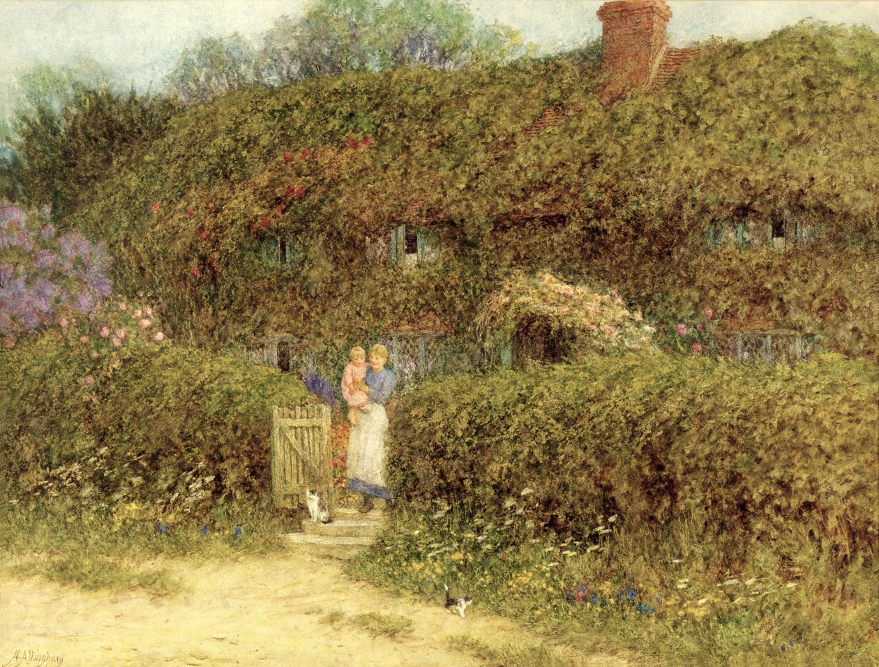 En stuga vid Freshwater, Isle of Wight av Helen Allingham