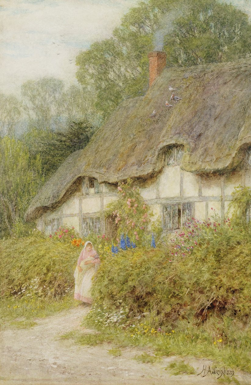 A Wiltshire Cottage (wc på papper) av Helen Allingham