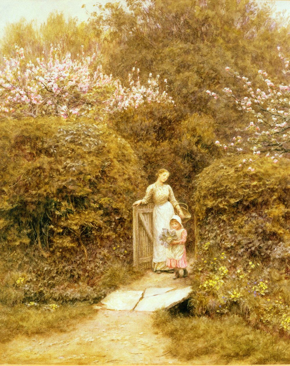 Vid stugans port av Helen Allingham