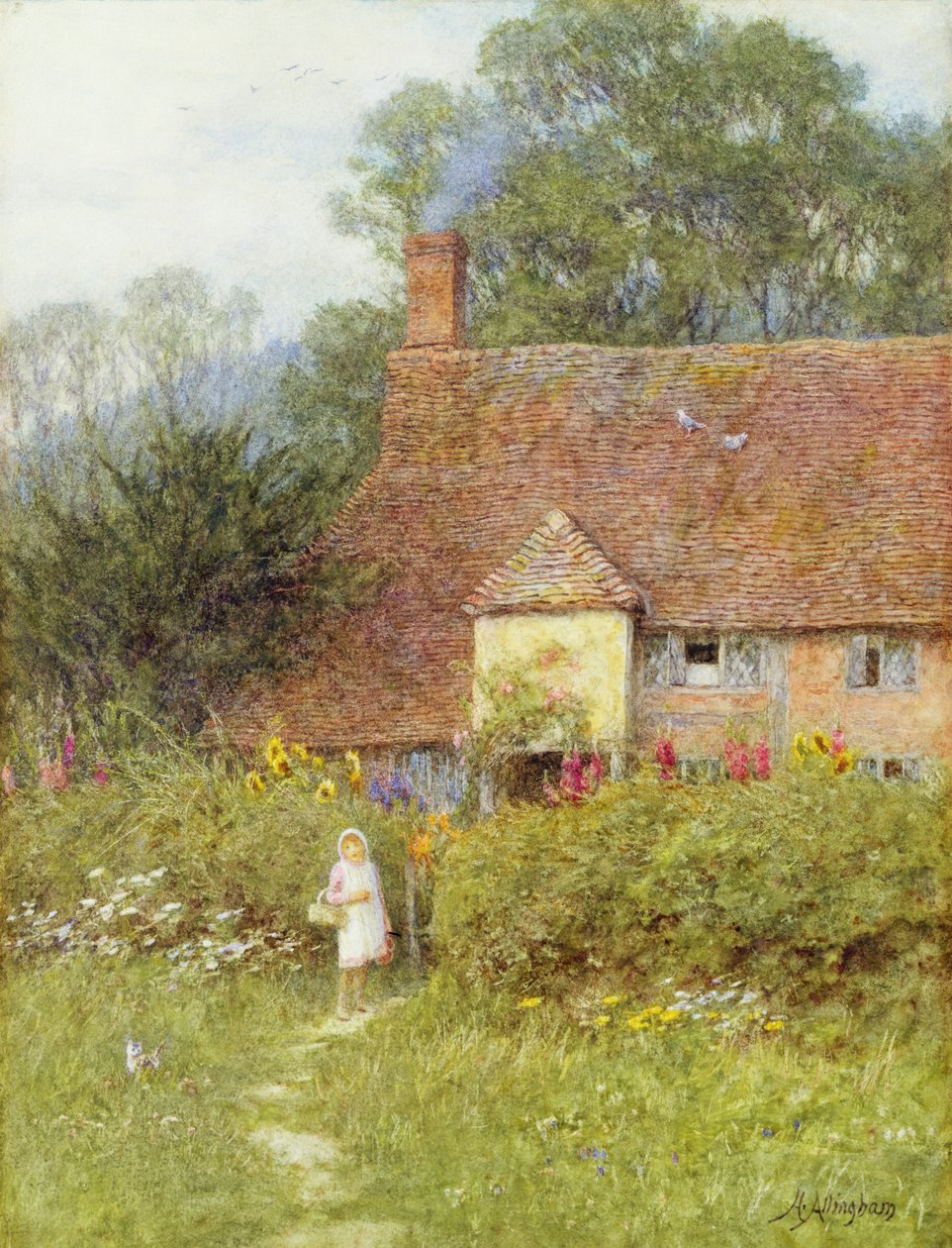 By Lango la Cottage swed av Helen Allingham