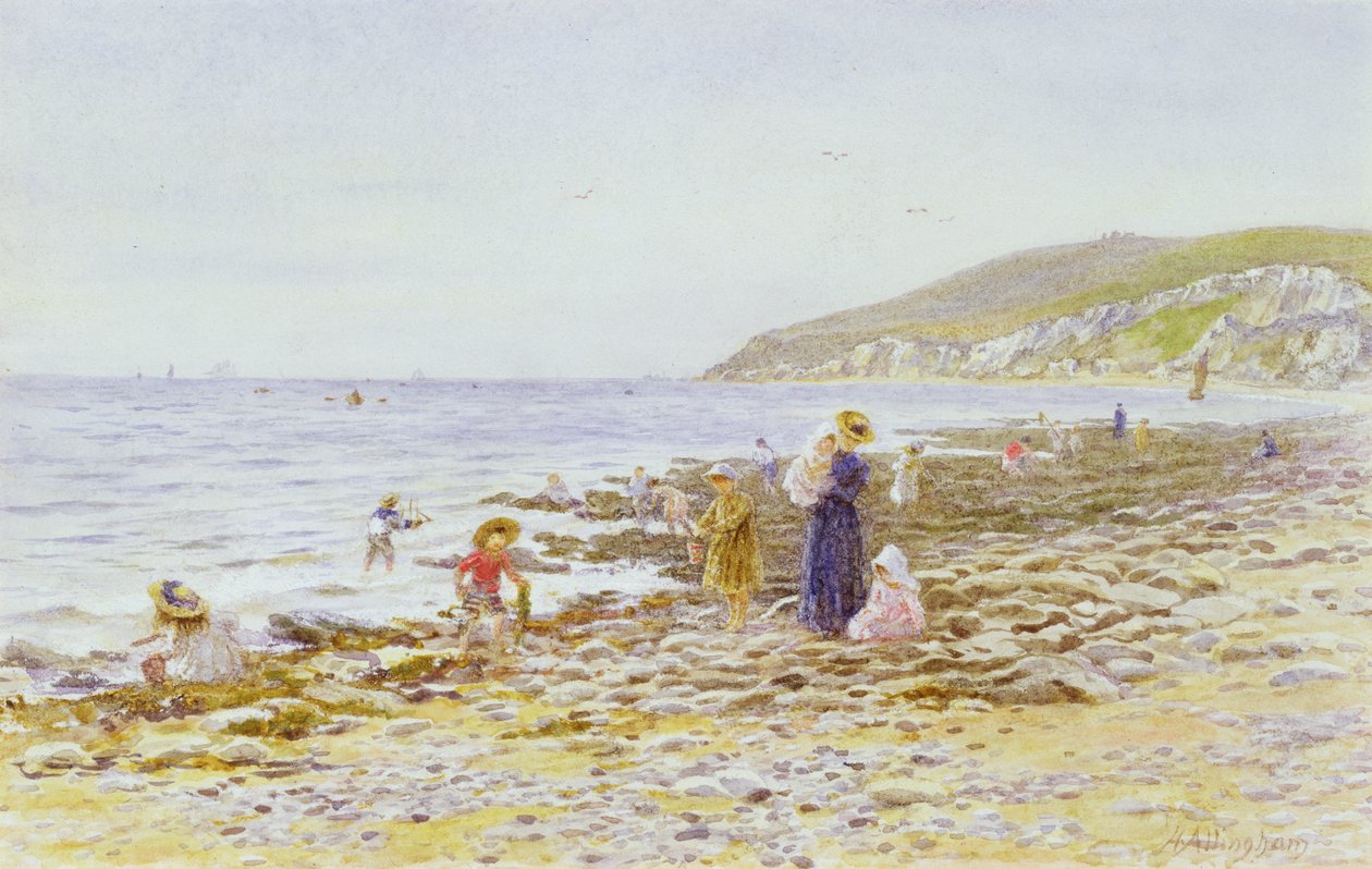 På stranden (wc på papper) av Helen Allingham