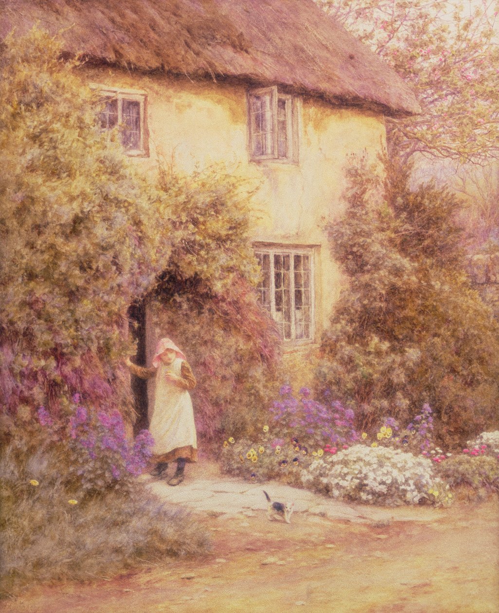 En stugdörr (akvarell) av Helen Allingham