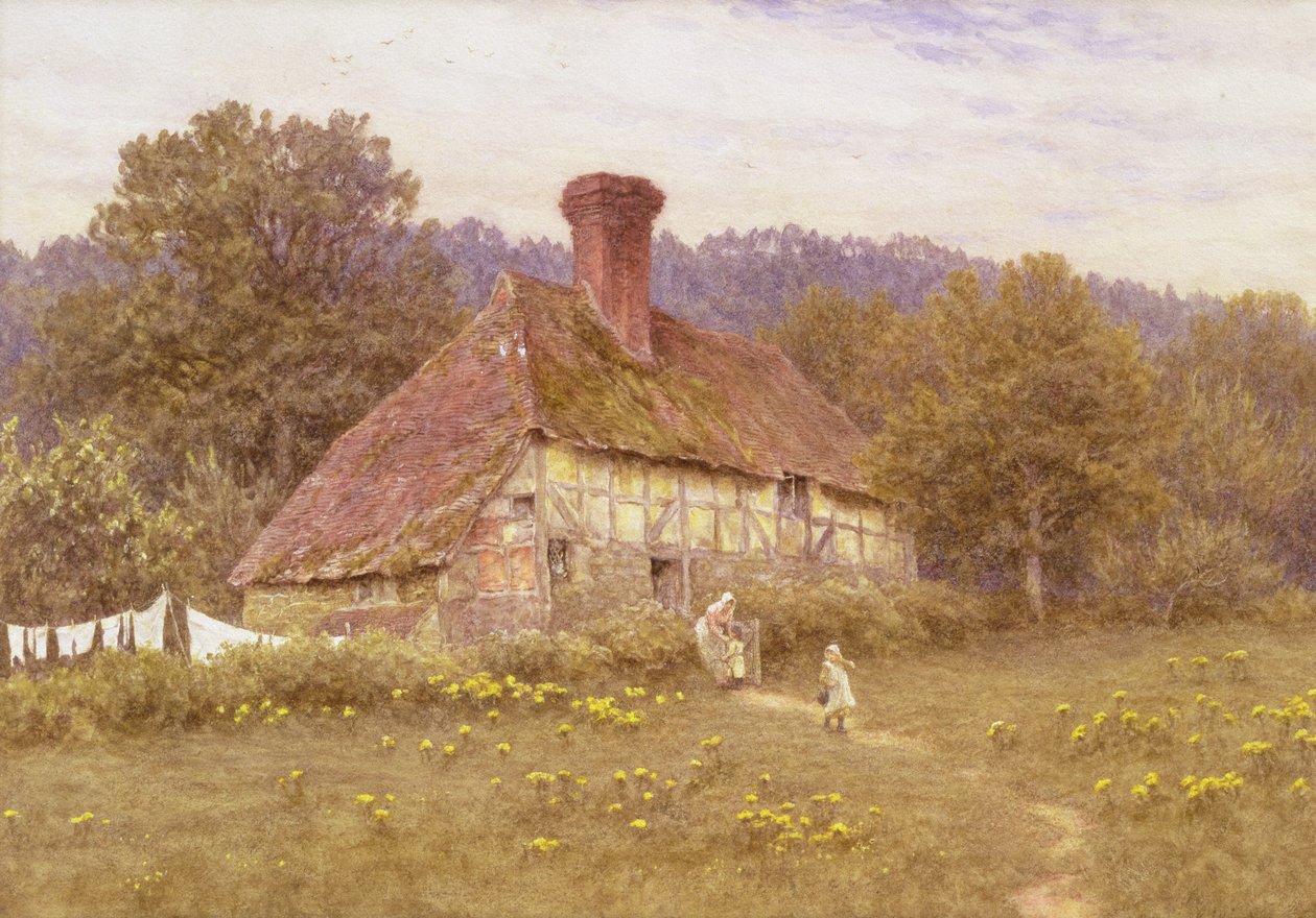 En stuga nära Blackdown, Sussex (akvarell) av Helen Allingham
