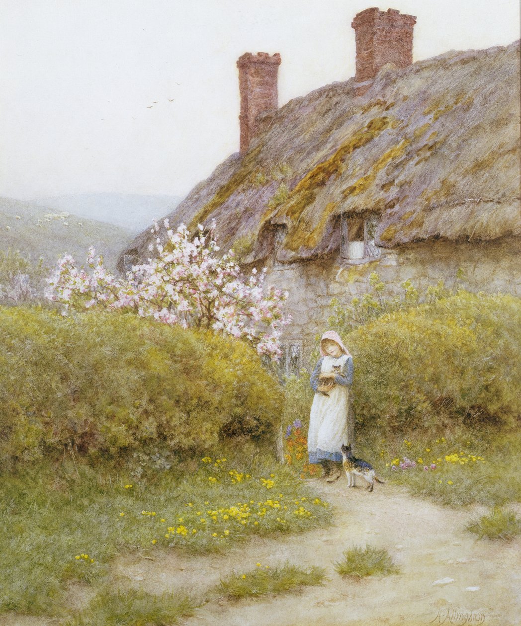 A Dorsetshire Cottage (akvarell på papper) av Helen Allingham