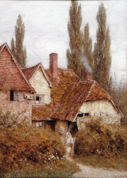 An Old Farm at Didcot, ca 1918 (akvarell och kroppsfärg på papper) av Helen Allingham