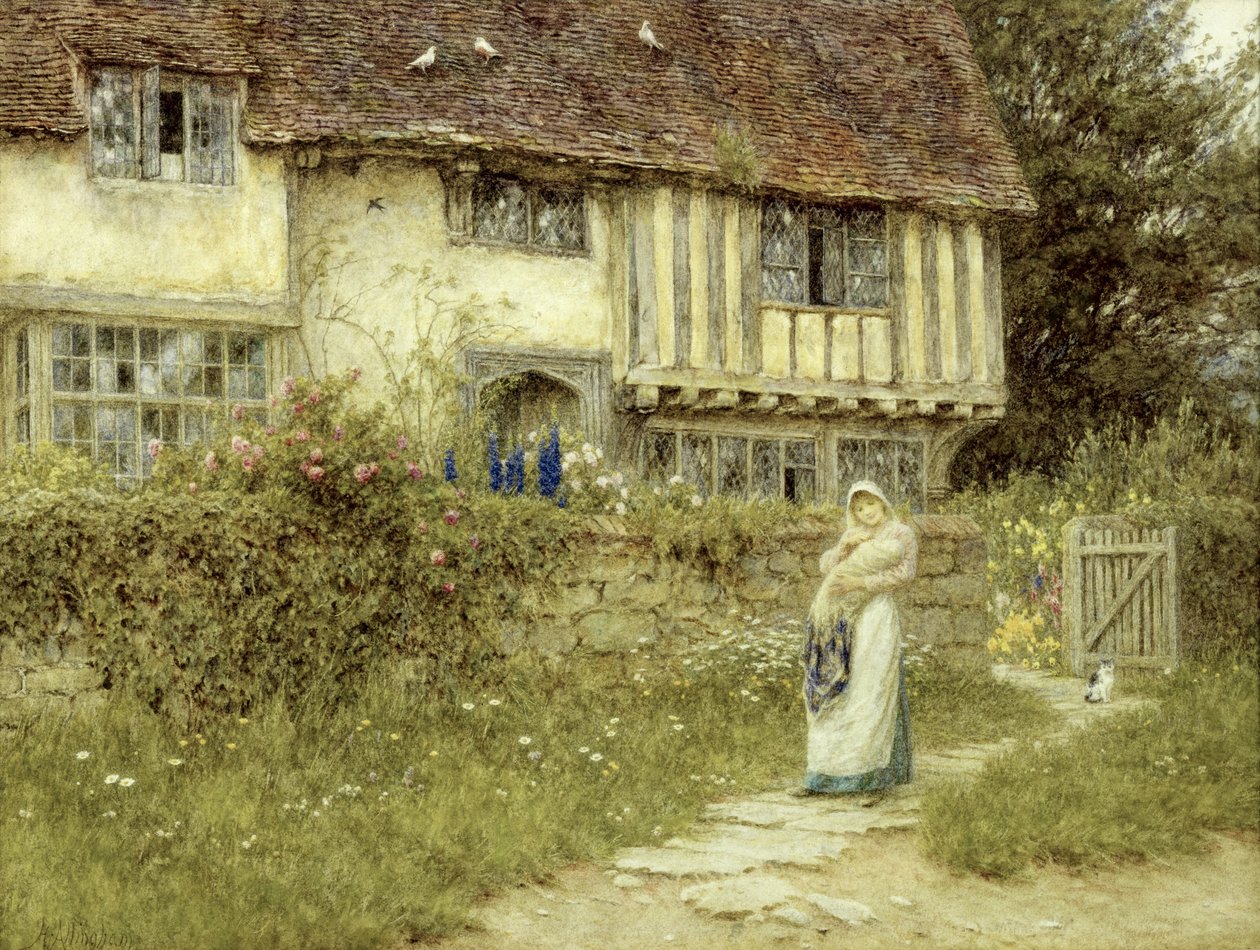 Bredvid Old Church Gate Farm, Smarden, Kent (akvarell på papper) av Helen Allingham