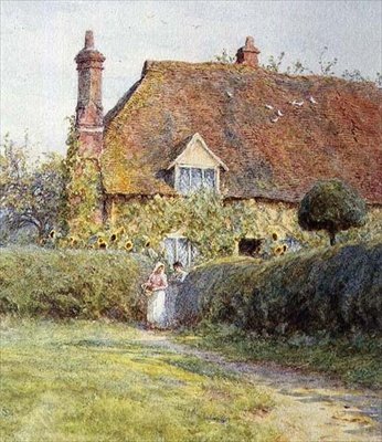 Vid en stugport av Helen Allingham