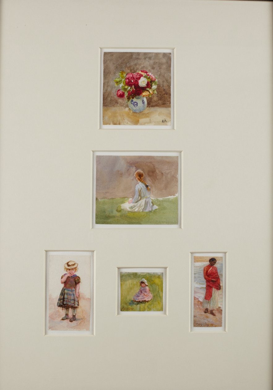 Fem skisser (akvarell på papper) av Helen Allingham