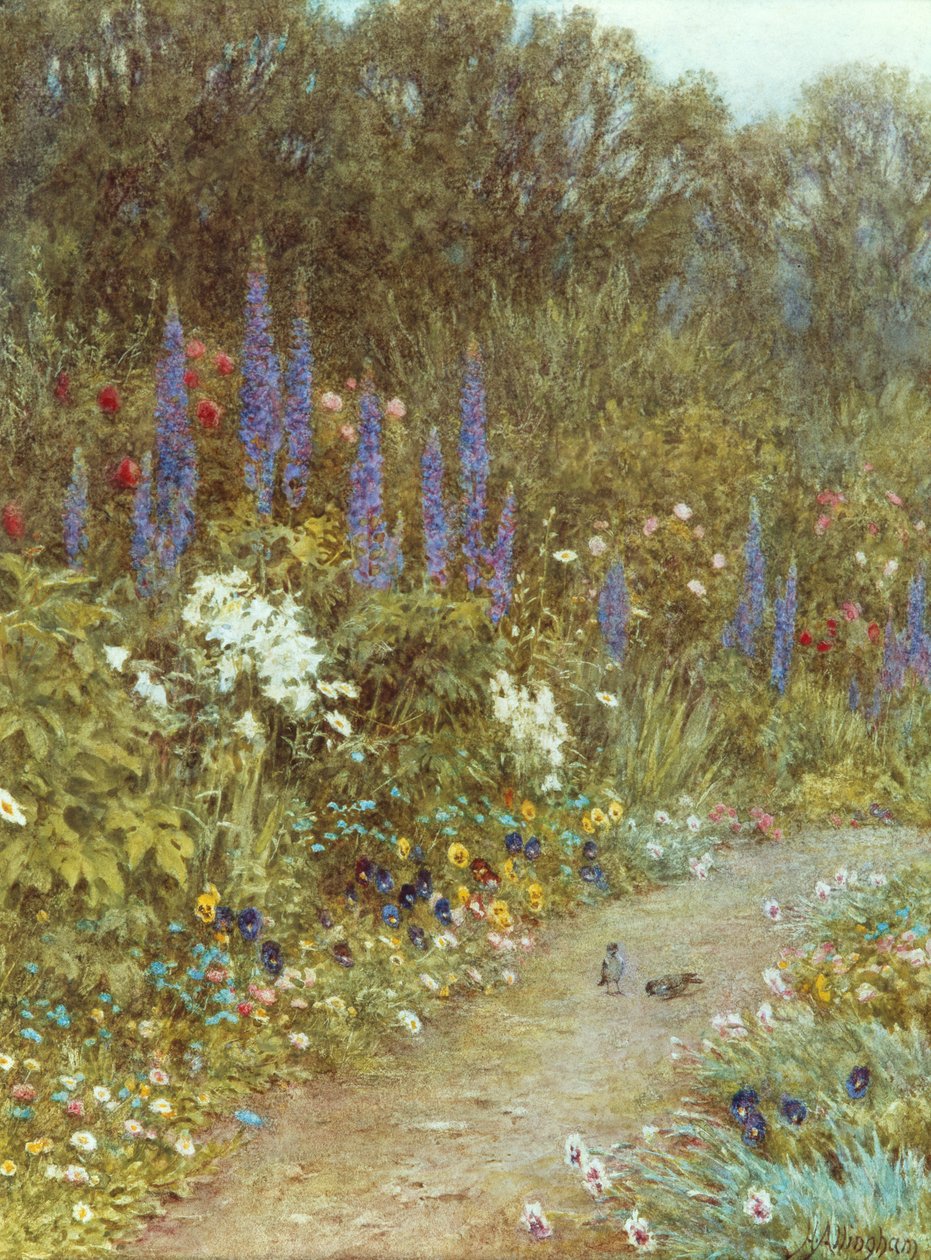 Trädgård runt hennes stuga (akvarell) av Helen Allingham