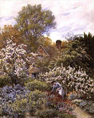 Trädgård på våren (akvarell) av Helen Allingham