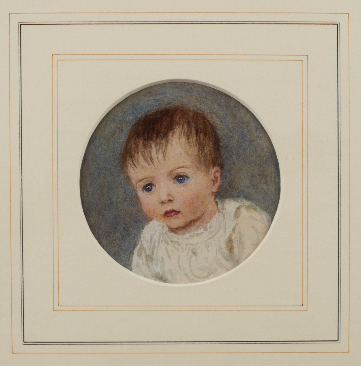Gerald Allingham som en baby (akvarell på papper) av Helen Allingham
