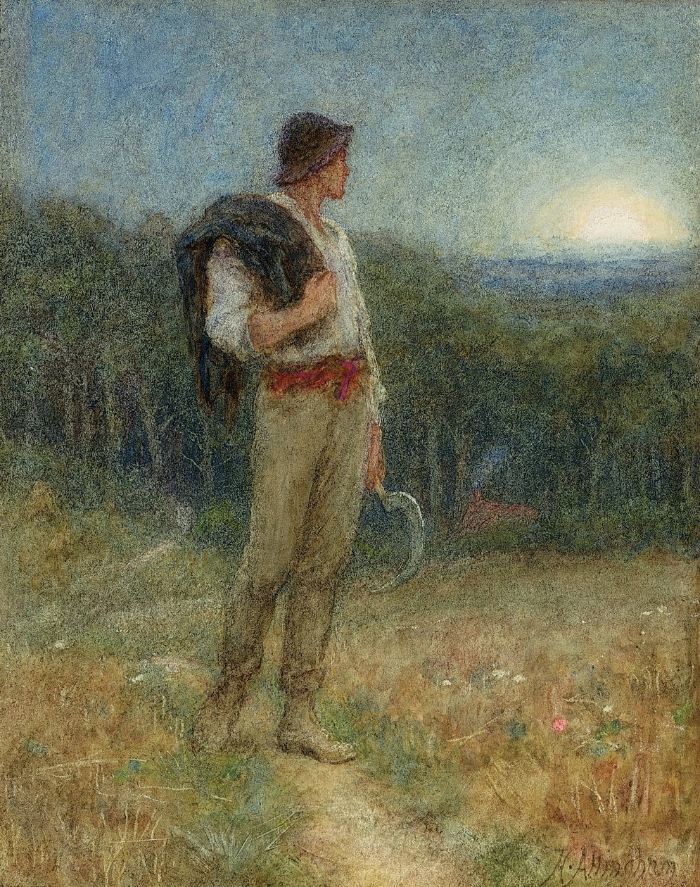 Harvest Moon, "globed in mellow splendour", 1879 (penna, wc och bodycolour på papper) (se även 149129) av Helen Allingham