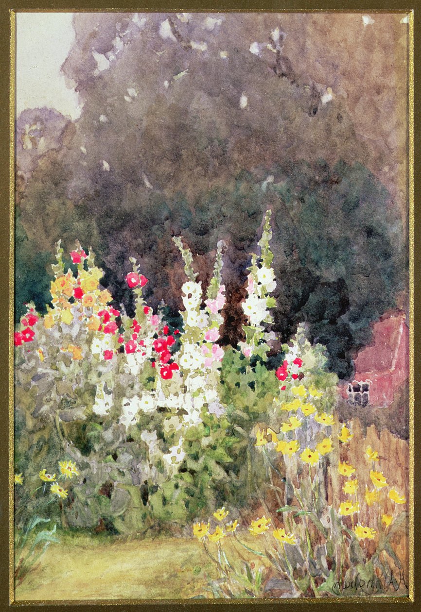 stockrosor, av Helen Allingham