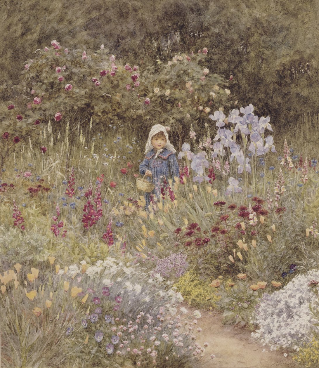 Minna, illustration till Happy England av Marcus Huish, pub. av A & C Black, 1904 (wc) av Helen Allingham