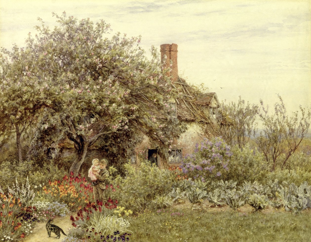 Nära Hambledon (akvarell på papper) av Helen Allingham