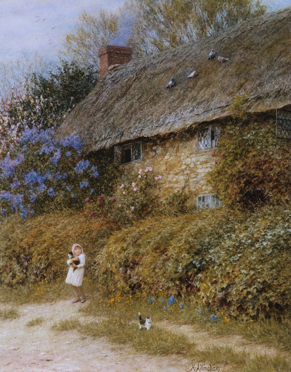 Gammal stuga vid Freshwater, Isle of Wight av Helen Allingham