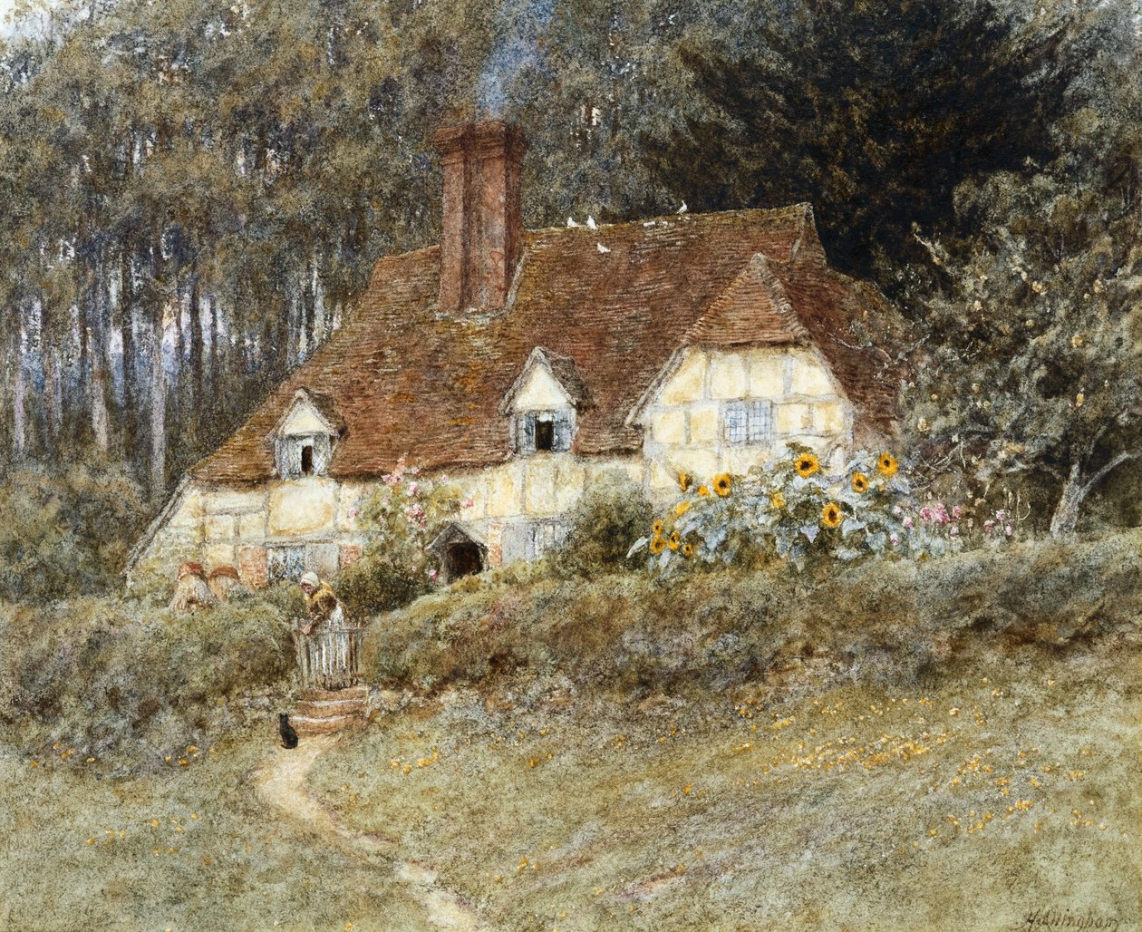 Gammal Surrey Cottage av Helen Allingham