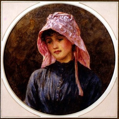 Porträtt av en flicka (akvarell på papper) av Helen Allingham