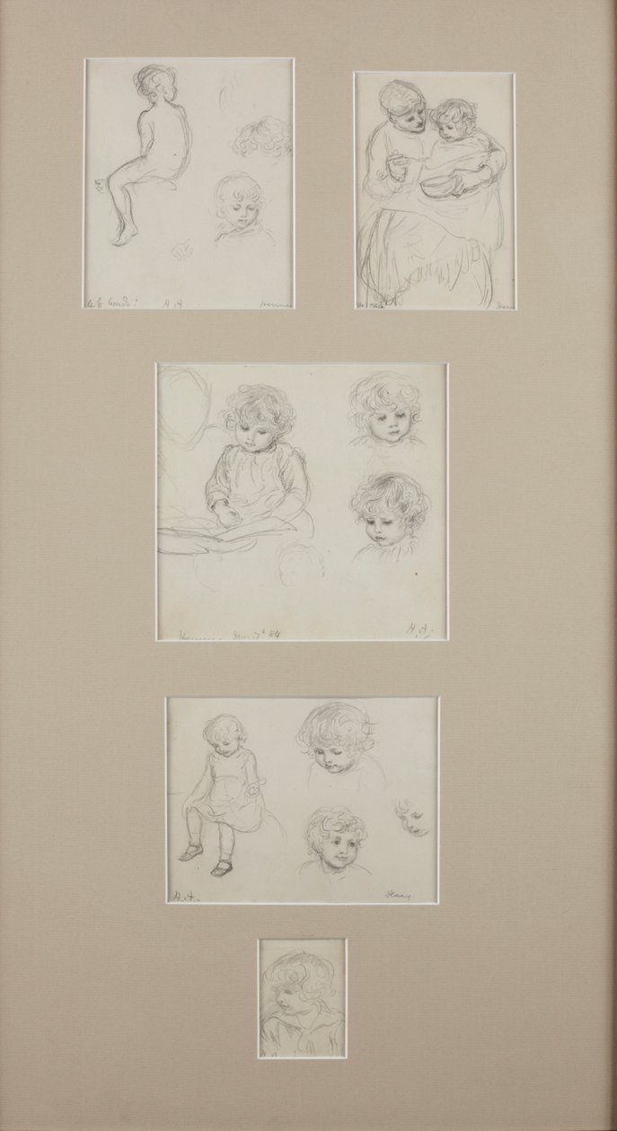 Sketches of Henry Allingham, c.1884 (penna på papper) av Helen Allingham