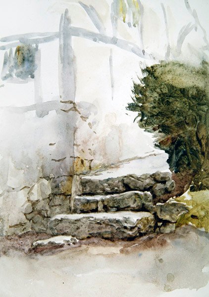 Steps at Bearsted, Kent (akvarell på papper) av Helen Allingham