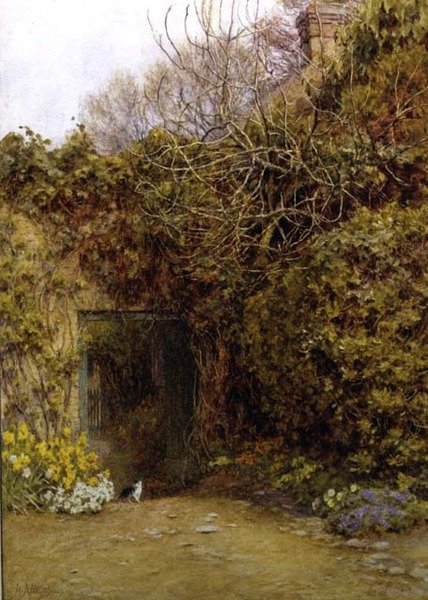 The Dairy Door, Farringford, Lord Tennysons hem av Helen Allingham