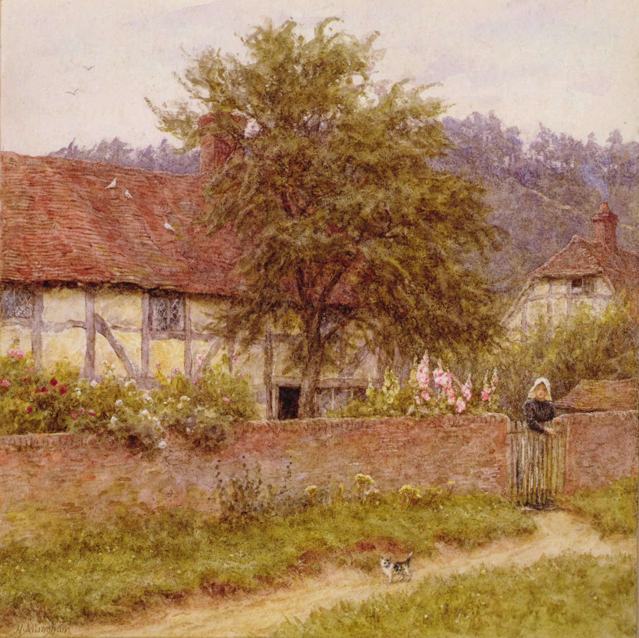 The Stray Kitten, ca 1891 (olja på duk) av Helen Allingham