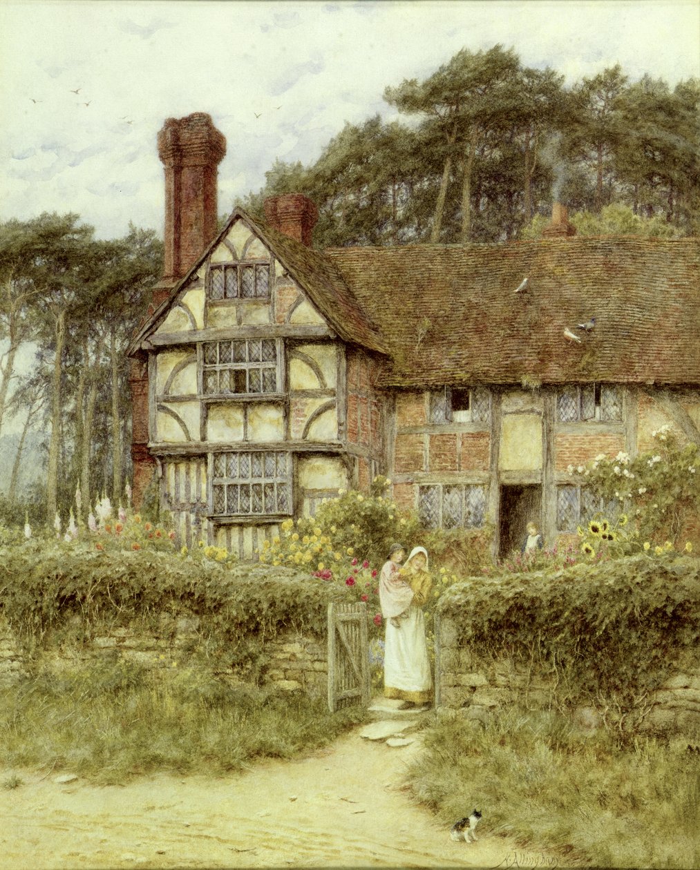 Unstead Farm, Godalming (akvarell på papper) av Helen Allingham