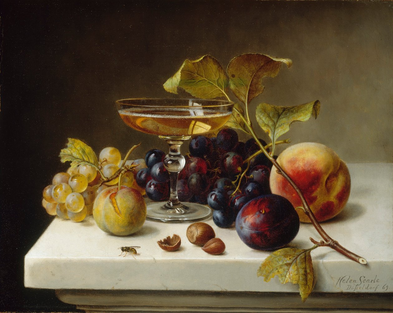 Stilleben med frukt och champagne av Helen Searle