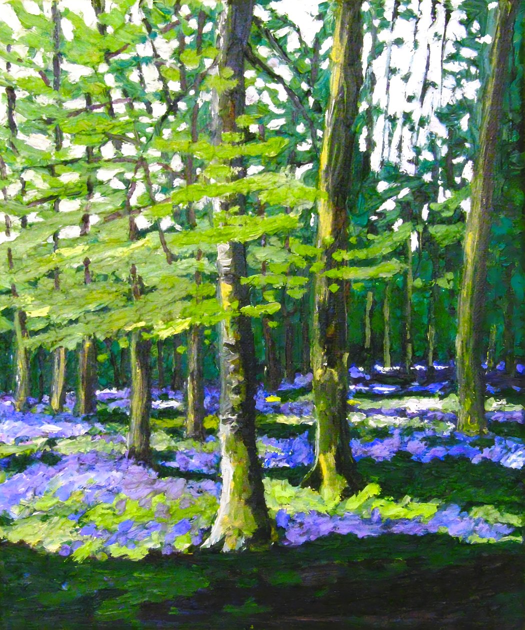 Bluebell Wood, 2009 (olja på duk) av Helen White