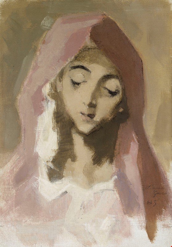  Madonna de la Charite, El Grecon mukaannEnglish: Madonna de la Charite, after El GreconSvenska: Madonna de la Charite, efter El Grecon  av Helene Schjerfbeck