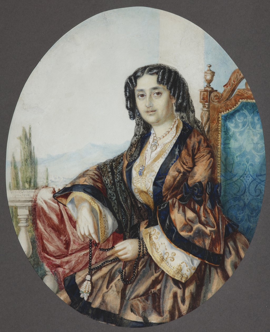 Porträtt av prinsessan Nino Aleksandrovna Griboyedova född Chavchavadze, 1856 av Helene Franken